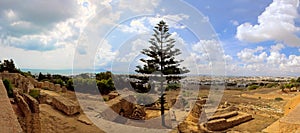 Panorama of city Ancient Ruins in old Carthage Tunisia