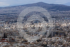 Panorama of the city of Athens from Lycabettus hill, Greece