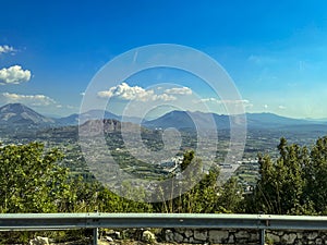 Panorama of the city of Cassino in Italy, view from a hill famous for the history of World War II and from the Benedictine