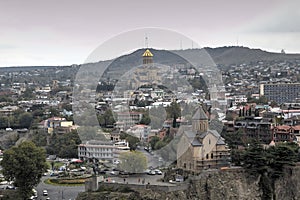 Panorama of the city center from the fortress Narikala.