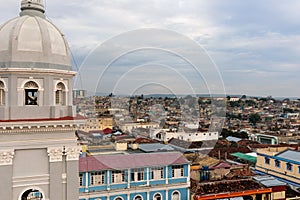 Panorama of the city center with old houses Santiago de Cuba, Cuba