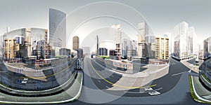 Panorama of the city. HDRI . equidistant projection photo