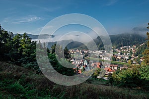 Panorama of the city of Lasko, known for its thermal baths and beer brewing. Viewed from the caste hill looking below