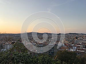 Panorama of the city from Montjuic, Barcelona, Spain, Europe,