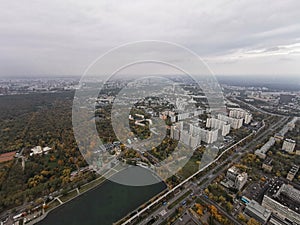 Panorama of the city of Moscow, from a bird's-eye view, clear day