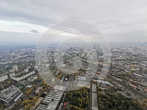 Panorama of the city of Moscow, from a bird's-eye view, clear day