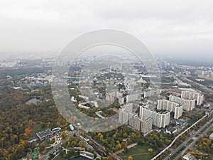 Panorama of the city of Moscow, from a bird's-eye view, clear day