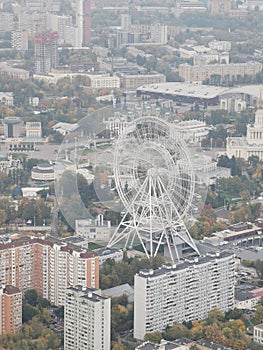 Panorama of the city of Moscow, from a bird's-eye view, clear day