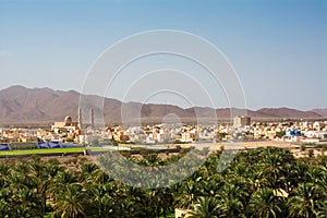 Panorama of the city of Nakhal and its Mosquea Oman