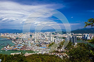 Panorama of the city from the park Luhuitou. Sanya, Hainan, Chin