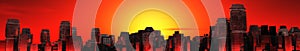 Panorama of the city. sun over the city