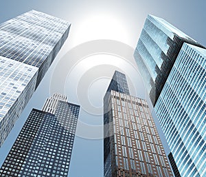 Panorama of the city. sun over the city