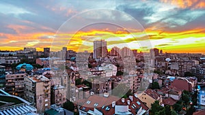 Panorama of the city, sunset in Belgrade