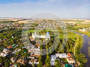 Panorama of city Suzdal, Russia. Nativity Cathedral of Suzdal Kremlin view from above