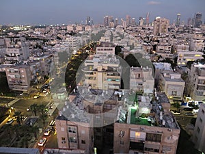 Panorama of the city of Tel-Aviv with new and old districts of the city. Summer of 2018