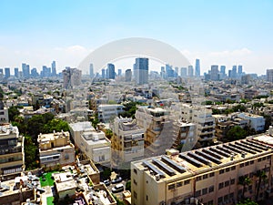 Panorama of the city of Tel-Aviv with new and old districts of the city. Summer of 2018