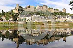 Panorama. City view and Fortress. Chinon. France