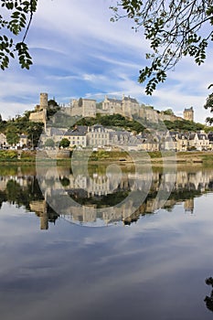 Panorama. City view and Fortress. Chinon. France