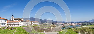 Panorama of the city wall and houses in Valenca do Minho