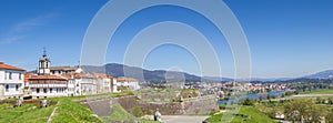 Panorama of the city wall and houses in Valenca do Minho photo