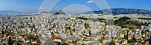 The panorama of the cityscape of Athens, Greece