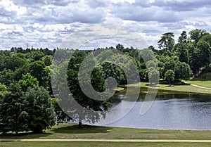 Panorama of Claremont lake in Esher, Surrey, UK photo