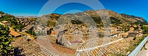 A panorama of the clay tile rooftops of Petralia Sottana in the Madonie Mountains, Sicily