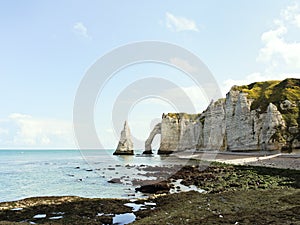Panorama with cliffs on english channel beach