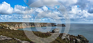 Panorama of Clifs and Rocks at the Lands End, Cornwall, England