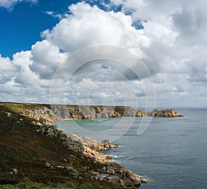 Panorama of Clifs and Rocks at the Lands End, Cornwall, England