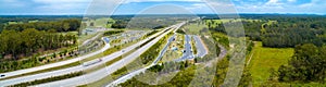 Panorama of Clybucca Rest Area on Pacific Highway and countryside.