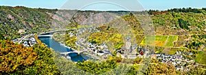 Panorama of Cochem with the Reichsburg Castle and the Moselle river. Germany