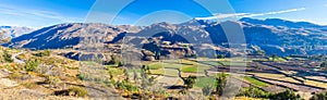 Panorama of Colca Canyon, Peru,South America. Incas to build Farming terraces with Pond and Cliff.