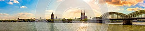 Panorama of Cologne, Germany at sunset
