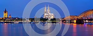 Panorama of Cologne at night