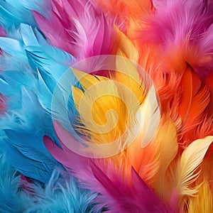 Panorama of colorful feathers.