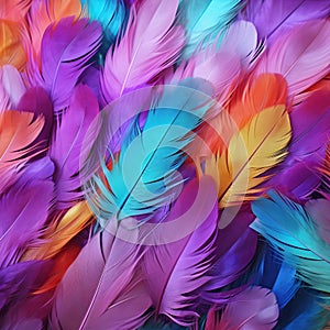Panorama of colorful feathers.