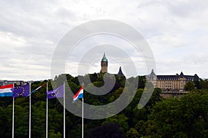 Panorama at the Constitution Sqare in the Capital of Luxemburg photo