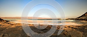 Panorama of Crater salt lake Assal Djibouti