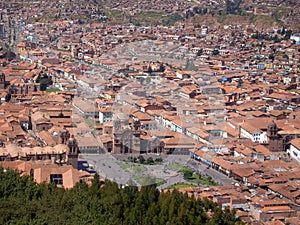 Panorama of Cusco, the city in southeastern Peru, South America