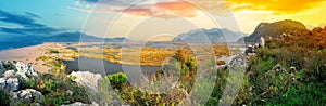 Panorama of Dalyan river delta and Iztuzu turtle beach