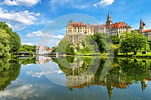 Panorama of Danube river and Sigmaringen Castle, Schwarzwald, Germany