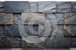 Panorama of Dark grey black slate background or texture. Black granite slabs background photo
