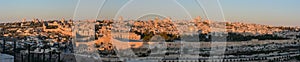 Panorama. Dawn on the Temple Mount in Jerusalem