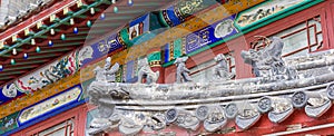 Panorama of decorative roof charms in Yangliuqing town in Tianjin