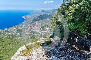 Panorama of Deia from the Tramuntana mountains, Baleares, Spain