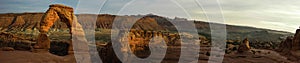 Panorama of the Delicate Arch. Arches National Park. Moab, Utah