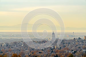 Panorama of the dense Salt Lake City downtown