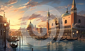 Panorama of Doge\'s Palace , Venice