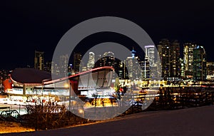 Panorama Of Downtown Calgary At Night